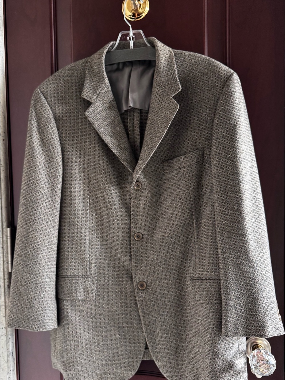 Hickey Freeman Cashmere Wool Classic Men's beige brownTextured Blazer 43 R